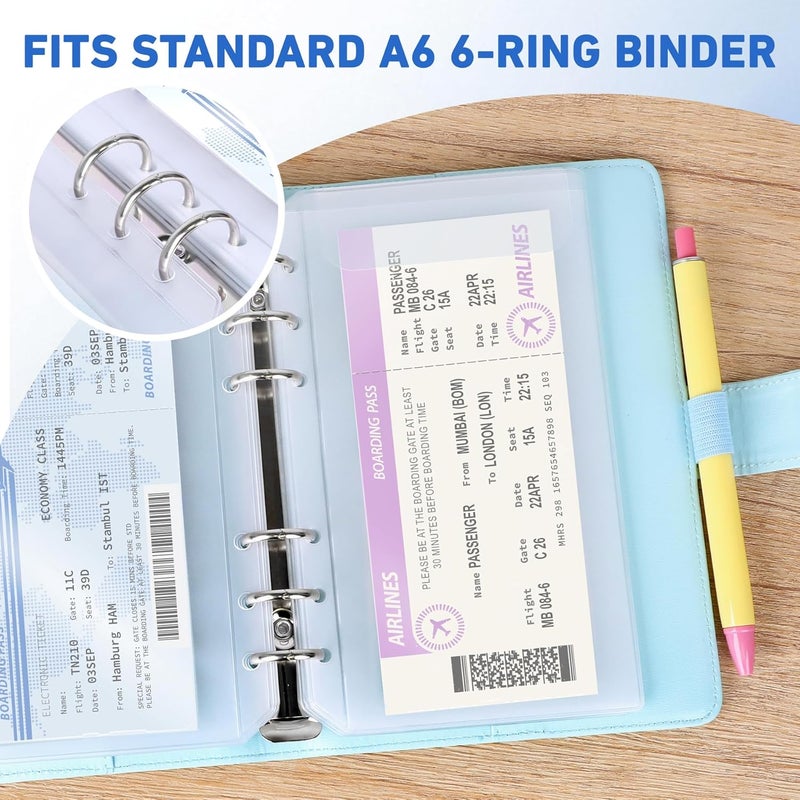 Antner 12PCS A6 Binder Pockets 6-Hole No Zipper Budget Cash Envelopes for Money Organizer, Zipless A6 Planner Inserts Cash Stuffing Envelopes Binder Pouches Folders Loose Leaf Filling Document Bags - Image 4